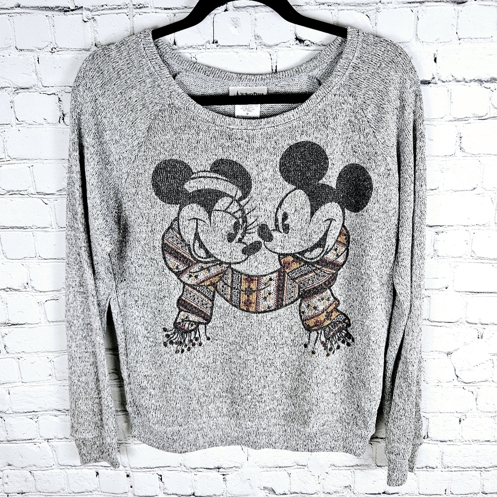 DISNEY PARKS | Mickey Minnie Mouse winter scarf scoop neck knit top